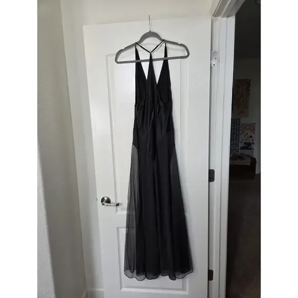 Victoria's Secret 100% Silk Black Sheer Sexy Lingerie Maxi Slip, Women's Small - Picture 7 of 12